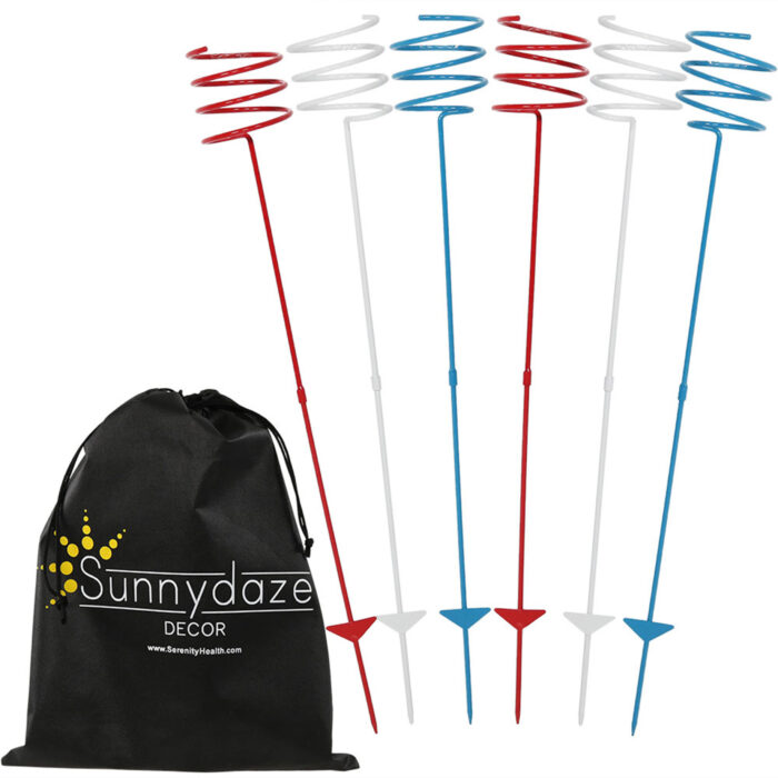 Sunnydaze Red White & Blue Outdoor Drink Holder - Set of 6