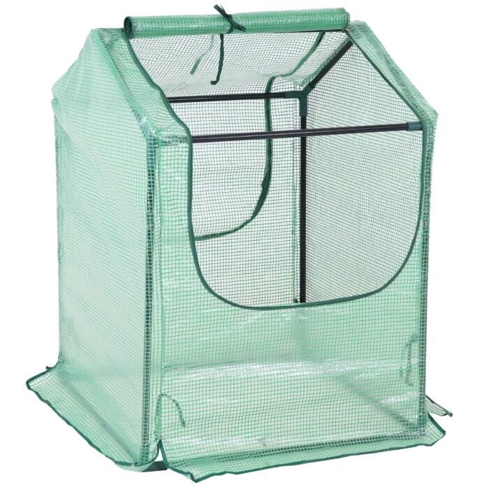 Sunnydaze Mini Greenhouse with 2 Side Doors - Green - 2' x 2'