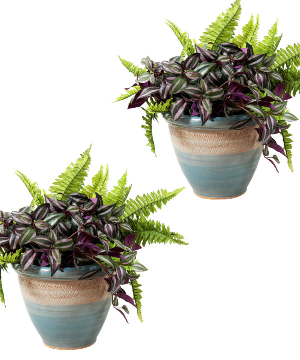 2 Purlieu Ceramic Indoor/Outdoor Planters - 12-Inch - Shoreline