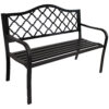 Sunnydaze Black Cast Iron Lattice Patio Garden Bench - 50-Inch Sunnydaze Black Cast Iron Lattice Patio Garden Bench - 50-Inch