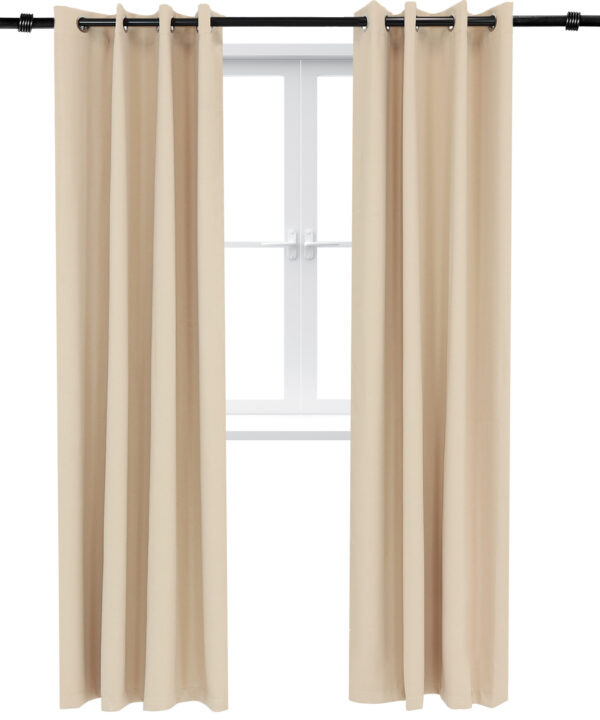2 Indoor/Outdoor Blackout Curtain Panels with Grommet Top - 52 x 96 in (1.32 x 2.43 m) - Beige