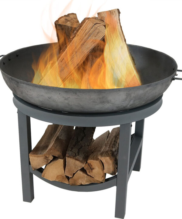 Sunnydaze Cast Iron Fire Pit with Built-In Log Rack - 30-Inch
