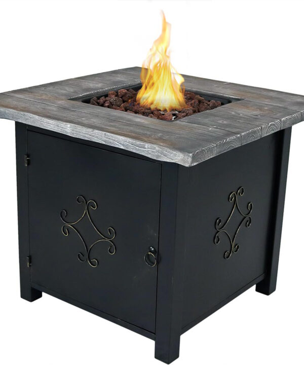 Sunnydaze Square Propane Gas Fire Pit Table with Lava Rocks - 30-Inch