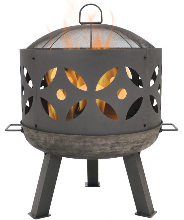 Sunnydaze Retro Cast Iron Fire Pit with Spark Screen - 26-Inch
