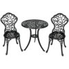 Sunnydaze 3-Piece Outdoor Cast Aluminum Patio Bistro Set, Color Options Available, Black Vines Sunnydaze 3-Piece Outdoor Cast Aluminum Patio Bistro Set, Color Options Available, Black Vines