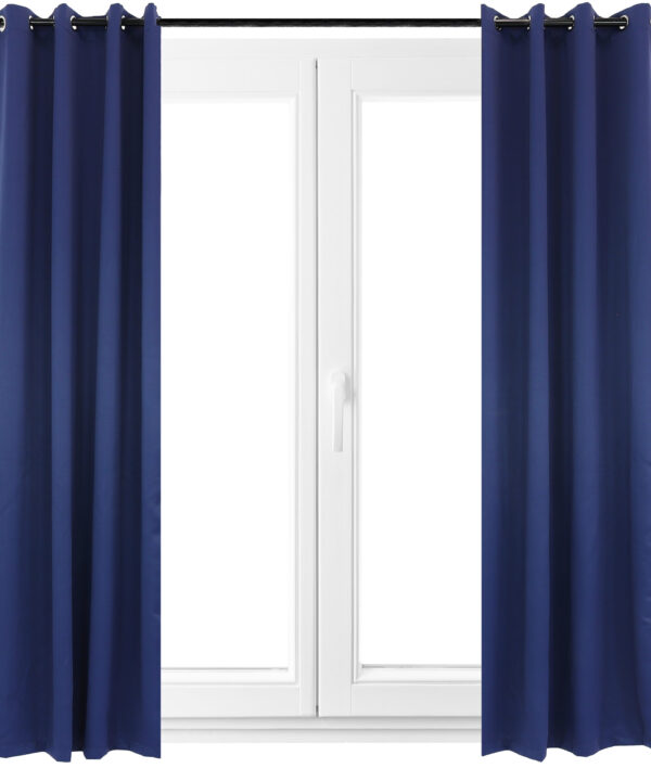 2 Indoor/Outdoor Blackout Curtain Panels with Grommet Top - 52 x 120  in (1.32 x 3 m)  - Blue