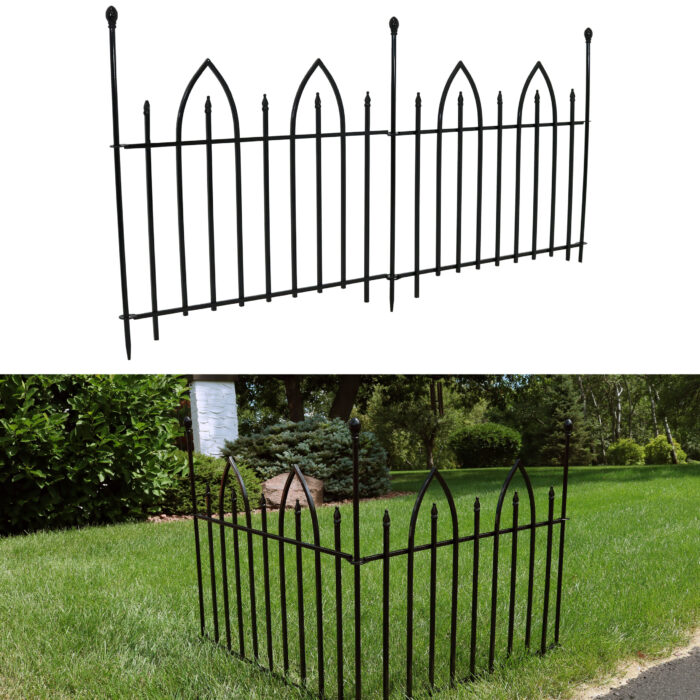 Sunnydaze Gothic Arch Garden Border Fence - 2-Piece