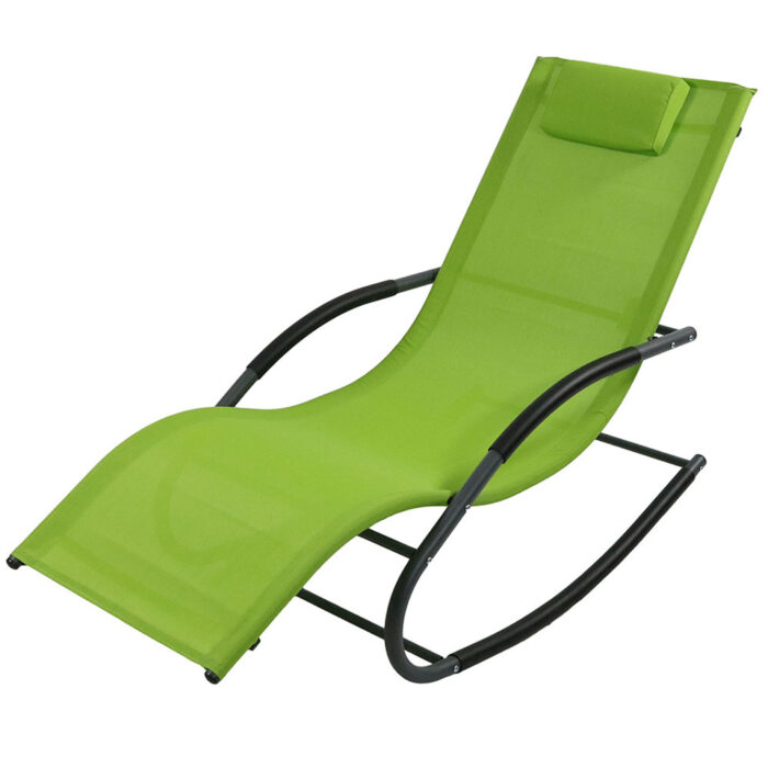 Sunnydaze Rocking Wave Lounger with Pillow - Green