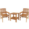 Sunnydaze Meranti Wood 3-Piece Outdoor Patio Conversation Set - Teak Oil Finish Sunnydaze Meranti Wood 3-Piece Outdoor Patio Conversation Set - Teak Oil Finish