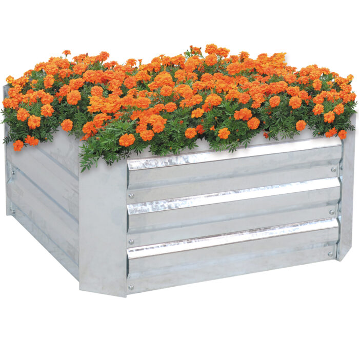Sunnydaze Galvanized Steel Raised Bed - 24-Inch Square - Silver