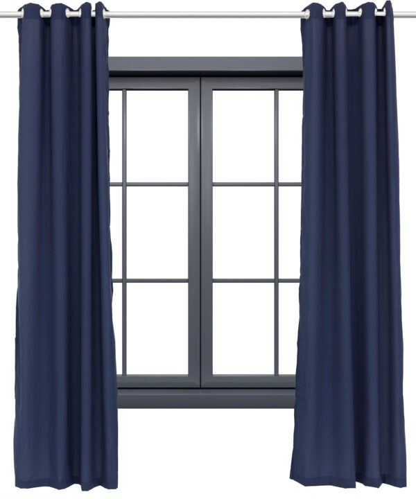 2 Indoor/Outdoor Curtain Panels with Grommet Top - 52 x 120 in (1.32 x 3 m) - Blue