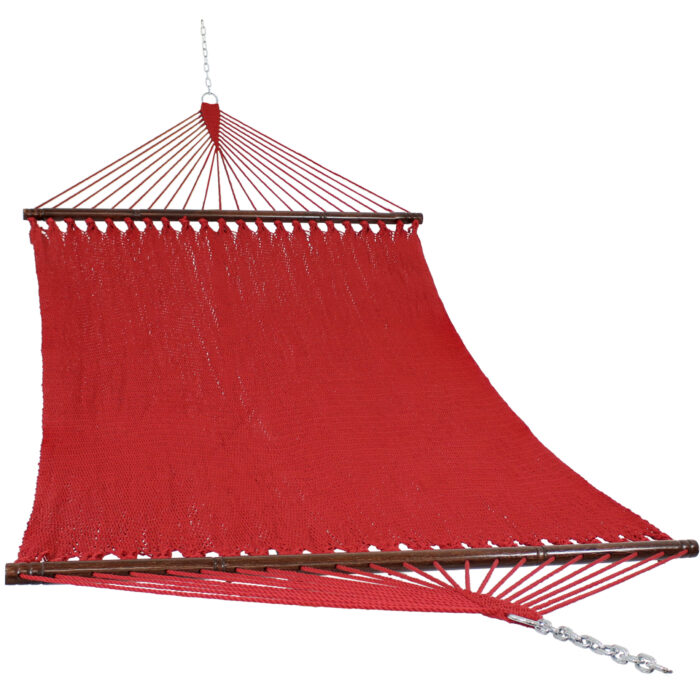 Sunnydaze Soft-Spun Double 2-Person Spreader Bar Hammock - Red