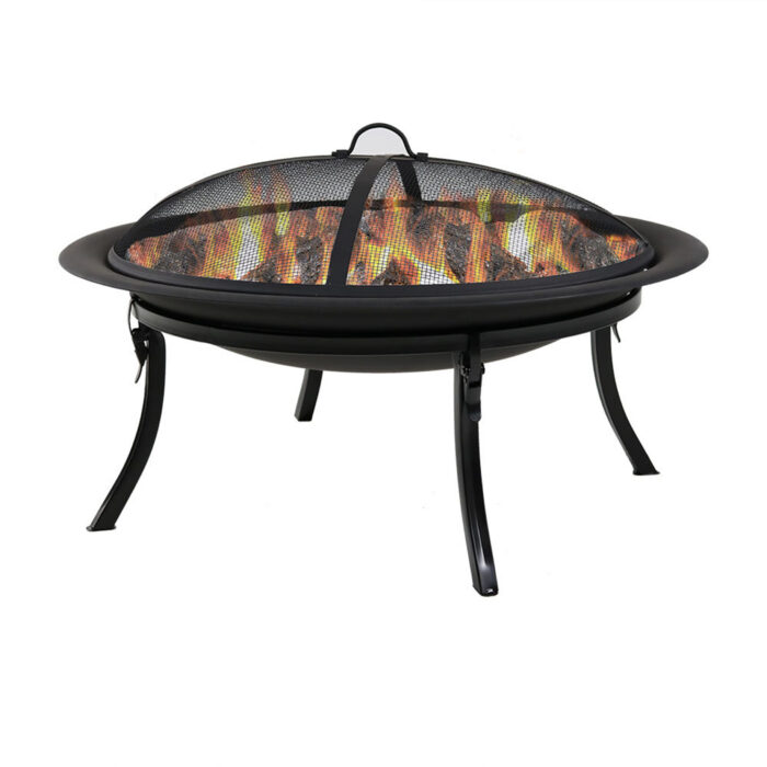 Sunnydaze Folding Fire Pit with Carrying Case & Spark Screen - 29-Inch