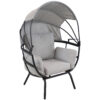 Modern Luxury Patio Lounge Chair with Retractable Shade - Gray Modern Luxury Patio Lounge Chair with Retractable Shade - Gray