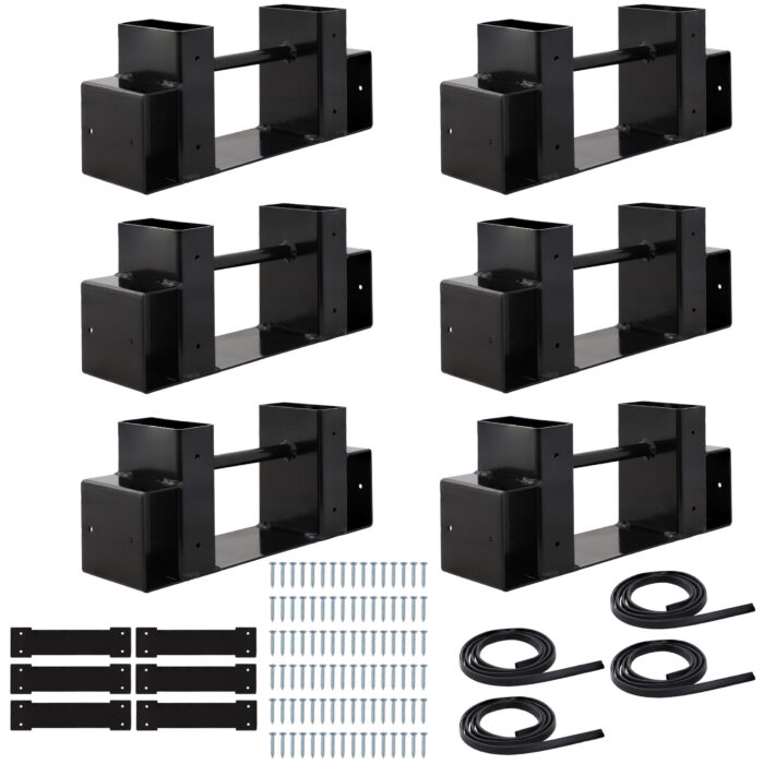 Sunnydaze Adjustable Steel Log Rack Brackets with Accessory Kit - 3 Sets