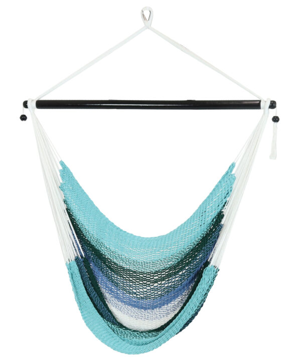 Sunnydaze Polyester Caribbean Hanging Hammock Chair - Lagoon Stripes