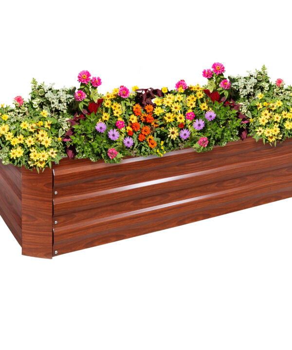 Sunnydaze Galvanized Steel Raised Bed - 47-Inch Rectangle - Woodgrain