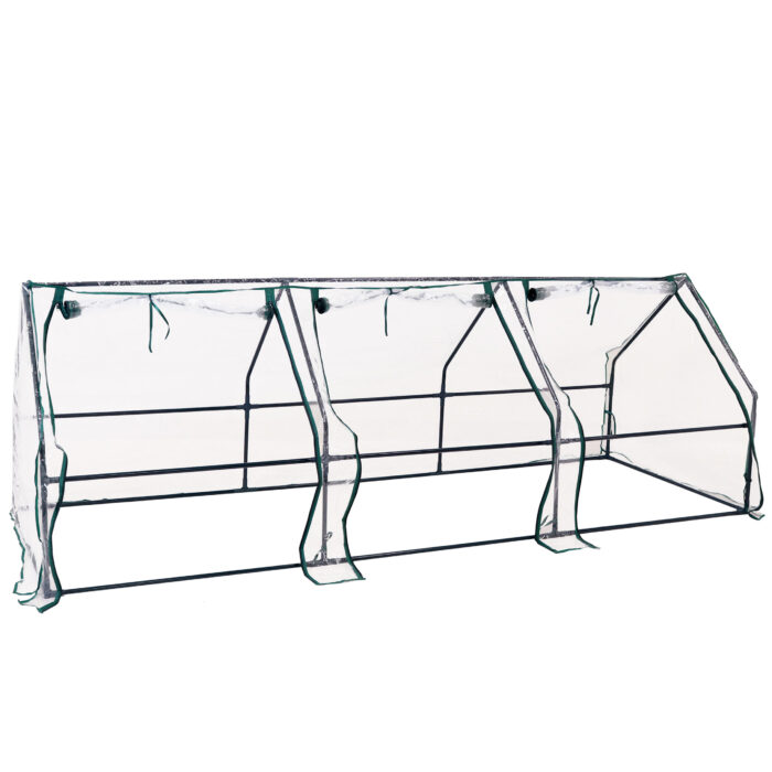 Sunnydaze Seedling Cloche Mini Greenhouse with Zippered Doors - Clear