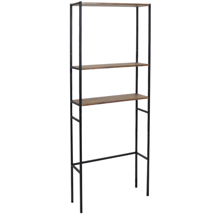 Sunnydaze 3-Tier Over-the-Toilet Bathroom Storage Shelf - 71-Inch - Teak Color