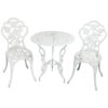 Sunnydaze 3-Piece Flower Designed Cast Aluminum Bistro - White Sunnydaze 3-Piece Flower Designed Cast Aluminum Bistro - White