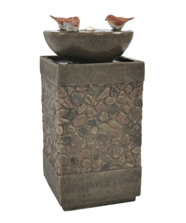 Sunnydaze Three Bathing Birds Birdbath Water Fountain with Light - 25-Inch