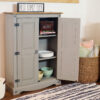 Solid Pine Accent Cupboard with Shelf – Gray Solid Pine Accent Cupboard with Shelf – Gray