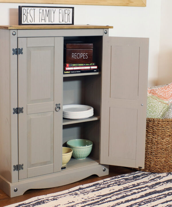 Solid Pine Accent Cupboard with Shelf – Gray Solid Pine Accent Cupboard with Shelf – Gray