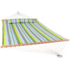 Sunnydaze 2 Person Quilted Fabric Hammock with Spreader Bars - Blue and Green Sunnydaze 2 Person Quilted Fabric Hammock with Spreader Bars - Blue and Green