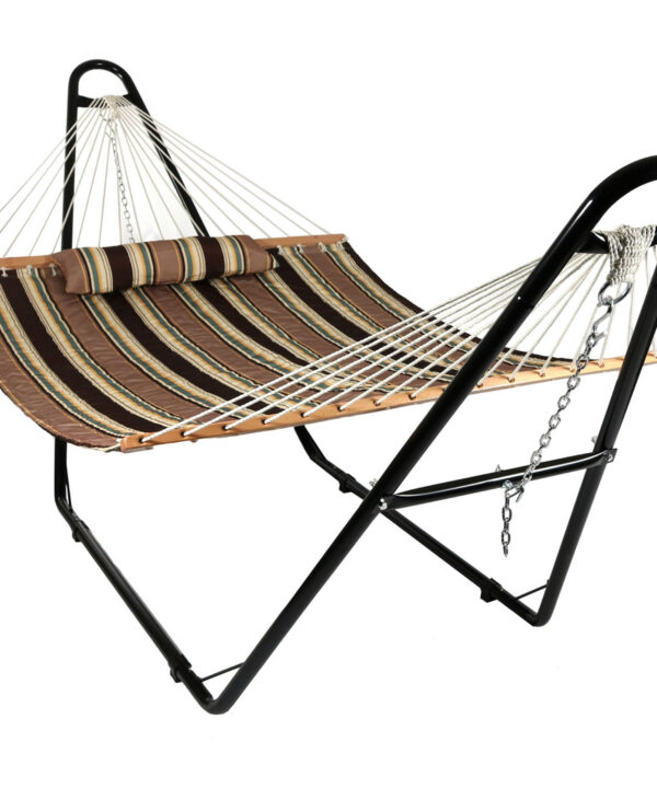 Sunnydaze Quilted 2 Person Hammock with Universal Stand - Sandy Beach