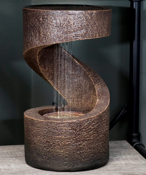 Sunnydaze Winding Showers Tabletop Water Fountain with LED Light - 13-Inch