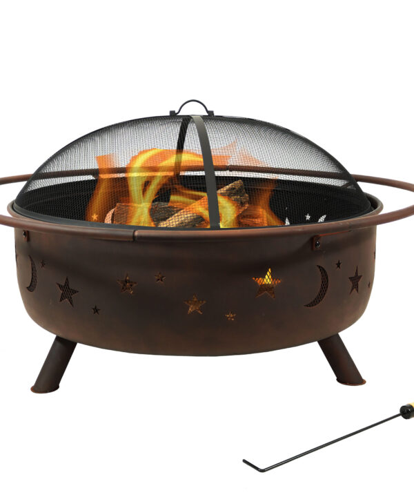 Sunnydaze Cosmic Outdoor Patio Fire Pit with Spark Screen -42-Inch Sunnydaze Cosmic Outdoor Patio Fire Pit with Spark Screen -42-Inch