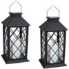 Sunnydaze Concord Outdoor Solar LED Candle Lantern - Set of 2 - Black - 11-Inch Sunnydaze Concord Outdoor Solar LED Candle Lantern - Set of 2 - Black - 11-Inch