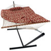 Sunnydaze Cotton Rope Hammock with 12 Foot Steel Stand, Pad and Pillow, 275 Pound Capacity, Royal Red