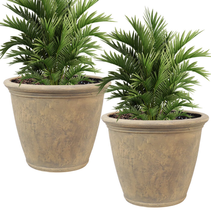 Sunnydaze Anjelica Outdoor Flower Pot Planter - Beige - 24-Inch - 2-Pack