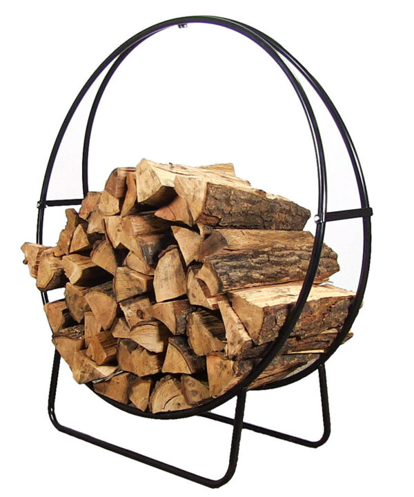 Sunnydaze Steel Firewood Log Hoop, Size and Color Options Available, Black, 40-Inch, Log Hoop ONLY
