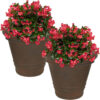 Sunnydaze Crozier Outdoor Flower Pot Planter - Rust - 16-Inch - 2-Pack