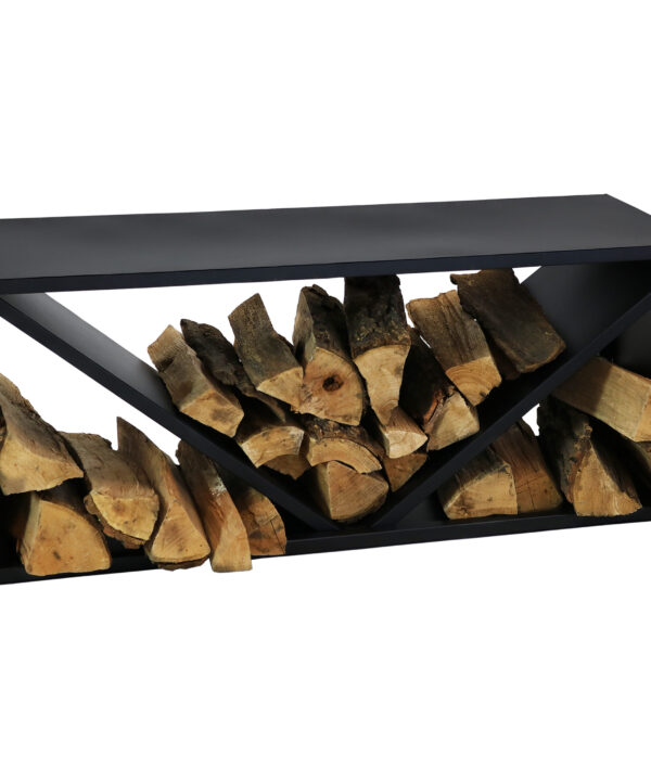 Sunnydaze Triple Triangle Steel Firewood Log Rack - 41-Inch