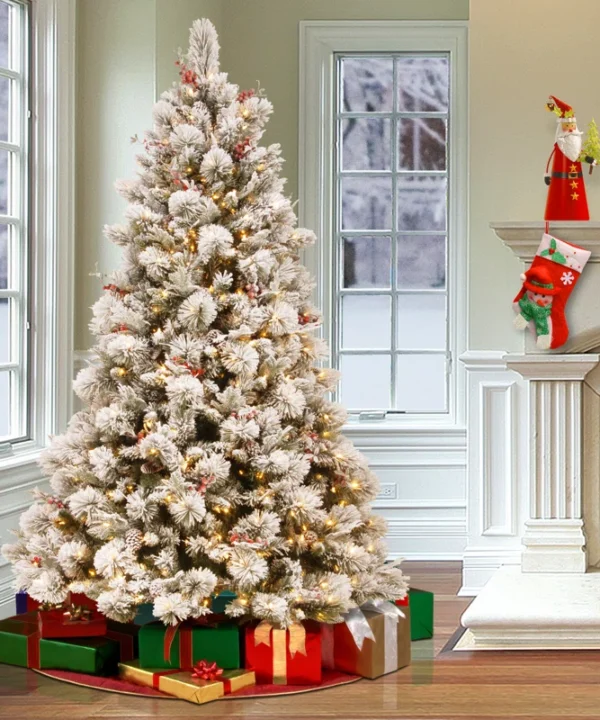 7.5ft. Snowy Bedford Pine Tree with Clear Lights