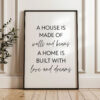 A House Is Made of Walls and Beams A Home is Built with Love and Dreams Typography Art Print