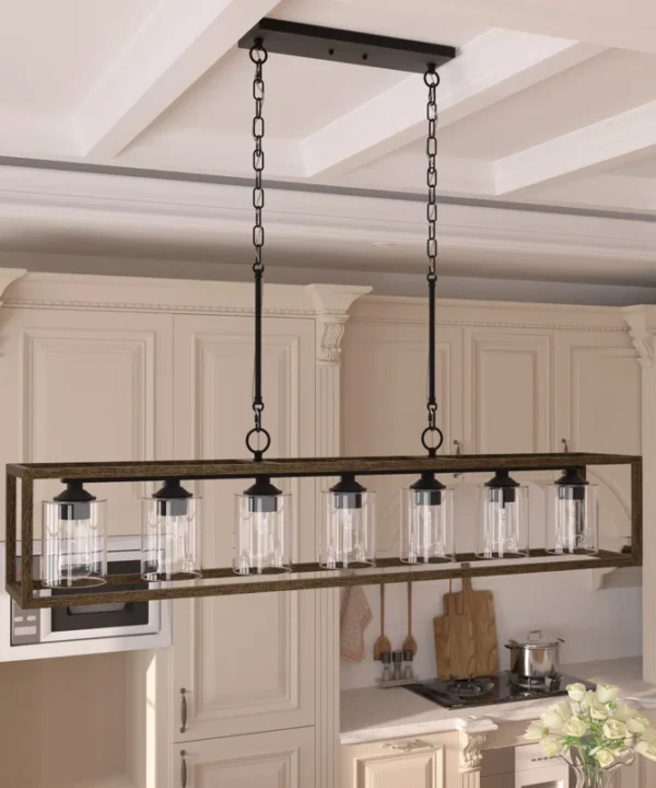 Elutheria 7 - Light Kitchen Steel Dimmable Island Square / Rectangle Chandelier Elutheria 7 - Light Kitchen Steel Dimmable Island Square / Rectangle Chandelier