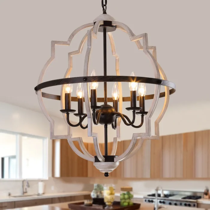 Mcgaughey 6 - Light Farmhouse Candle Style Geometric Orb Chandelier for Dining Room,Kitchen Island