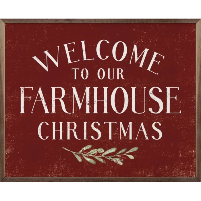 Welcome To Our Farmhouse Christmas Greenery Red