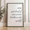 How Wonderful Life Is Now You’re In The World Typography Art Print