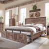 Farmhouse King Size Bed Frame with 51" Tall Headboard, Wood Platform Bed Frame with 20" Tall Roman Column Decoration Footboard & 3 Large Storage Drawers, No Box Spring Needed (Light Brown) Farmhouse King Size Bed Frame with 51" Tall Headboard, Wood Platform Bed Frame with 20" Tall Roman Column Decoration Footboard & 3 Large Storage Drawers, No Box Spring Needed (Light Brown)